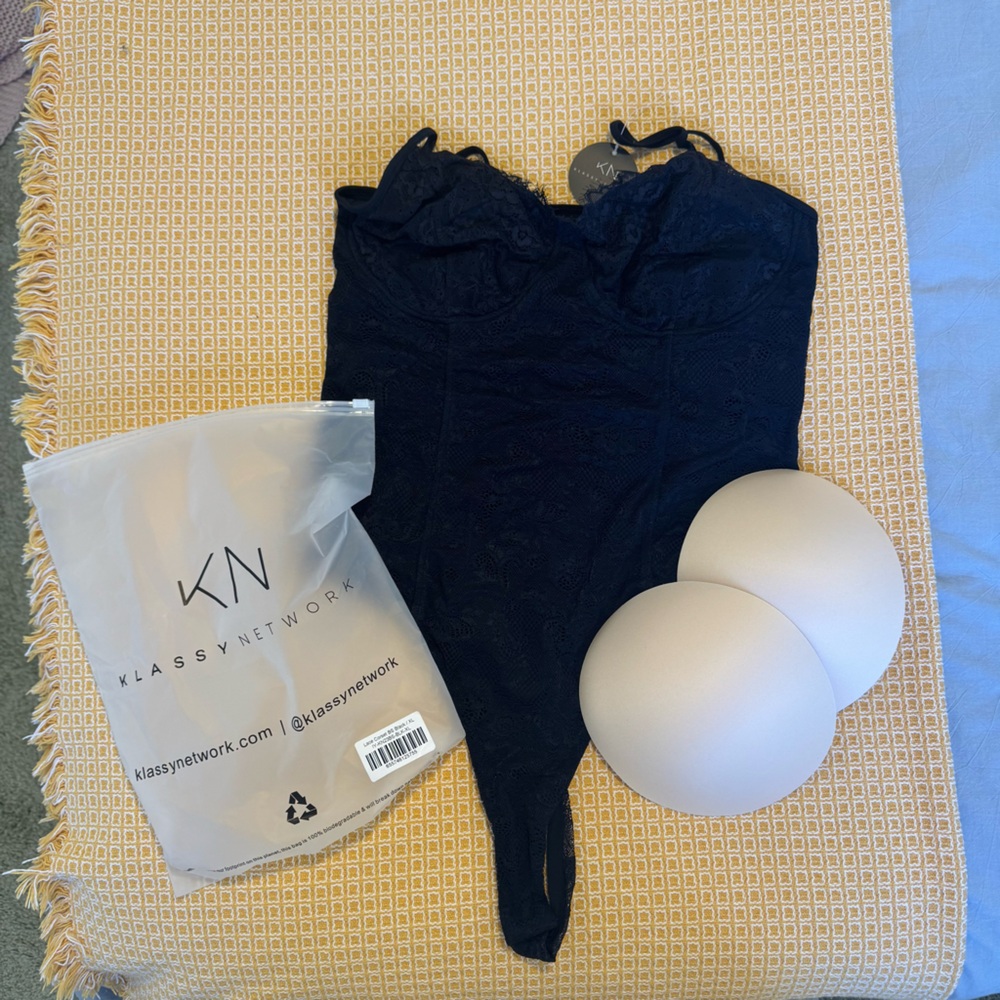 Klassy Network Lace Corset Brami Bodysuit XL thong